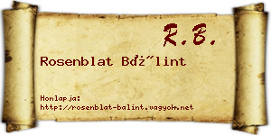 Rosenblat Bálint névjegykártya